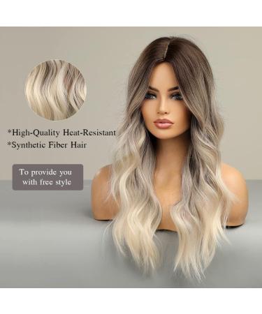 Esmee Long Wavy Ombre Brown to Blonde Synthetic Wig - 24 Inches | Heat Resistant for Daily Party & Cosplay - Buy Online on GoSupps.com