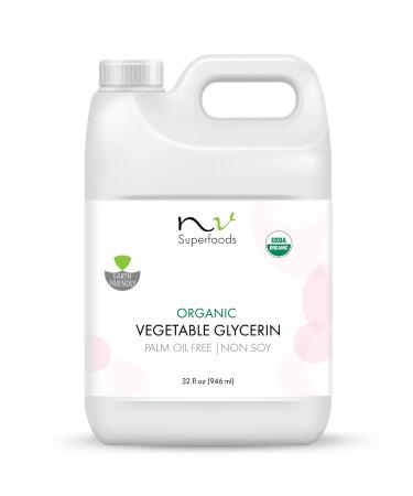 NV Superfoods - Organic Vegetable Glycerin - 32 Fl Oz - USP Food Grade  100% Natural  Carrier for Essential Oils  Perfect for Skin  Hair & Nails as well as Arts & Crafts 32 Fl Oz (Pack of 1)