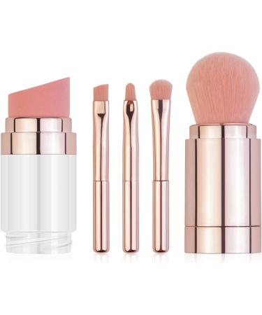 5 in 1 Makeup Brush Portable Electroplated Soft Hair Eyebrow Eyeshadow Brush for Office Lady (Electroplated Rose Gold) - Buy Online on GoSupps.com
