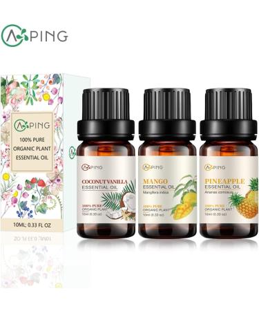 Organic Coconut Vanilla Mango & Pineapple Essential Oil Set | 100% Pure 10ML for Diffuser Spa & Massage - Buy Online on GoSupps.com