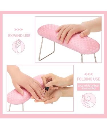 Nail Arm Rest Microfiber Leather Manicure Pillow with Stainless Steel Stand - Pink Nail Art Hand Pillow for Women and Girls - Buy Online on GoSupps.com