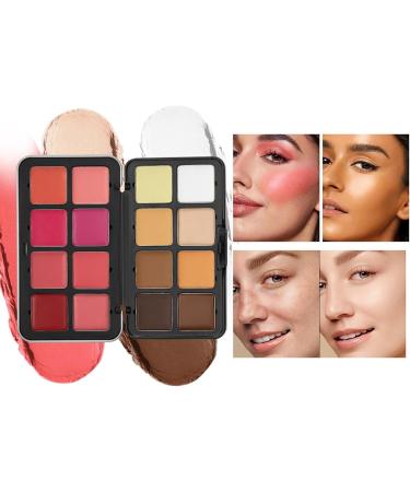  Duroecsain Cream blush palette 16-color blush and highlighter palette long-lasting highlighter concealer and bronzer for face makeup on women's and young women's cheeks - Buy Online on GoSupps.com