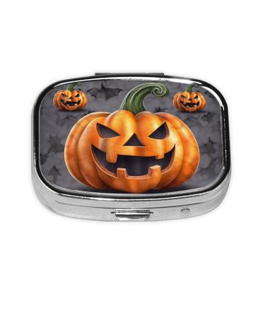 Halloween Pumpkin Printed Square Pill Box Portable Travelling Pill Box Medicine Organiser
