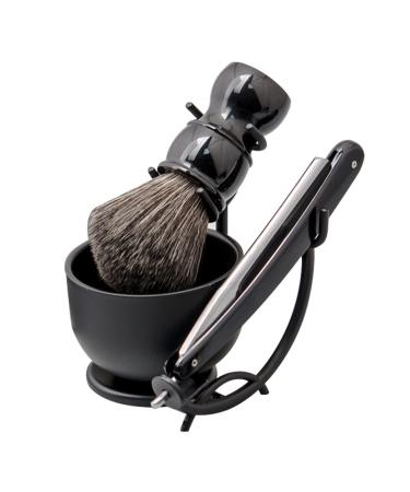 Grandslam Double Stainless Steel Razor & Brush Stand Set | Shaving Soap Bowl for Safety & Straight Razors - Black - Buy Online on GoSupps.com