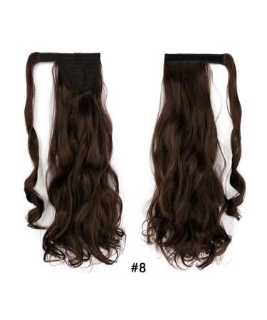 Iluu Long Curly Corrugated Ponytail Extension - Synthetic Clip-In #8 Chocolate Brown (45.7 cm 100 g) - International Shipping Available - Buy Online on GoSupps.com