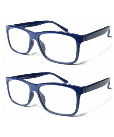 TWINKLE TWINKLE Big Lens Simple Plain Colourful Reading Glasses/Comfort Designed R140 (2 Pairs Navy 2.50 Magnification) 2 X Navy +2.50 / +250