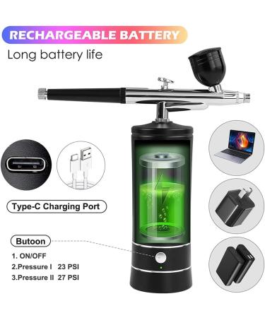 Nail Oxygen Injector Mini Air Compressor Kit Paint Sprayer pour Art Tattoo Craft Cake Nano Fog Mist Black - Buy Online on GoSupps.com