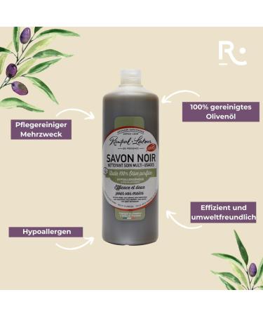 Rampal Latour - Black Soap Multi-Purpose Care Cleanser with Olive Oil - Effective - Fragrance Free - Hypoallergenic - Ecodetergent - Gentle on Your Hands - 1L - Buy Online on GoSupps.com