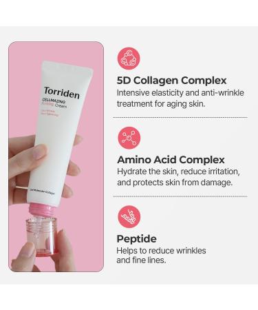 Torriden CELLMAZING Low Molecular Collagen Firming Cream | 5D Collagen Complex for Pore & Wrinkle Reduction | Intense Hydration Non-Greasy Finish | Cruelty Free - 2.02 fl.oz - Buy Online on GoSupps.com