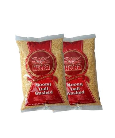 Heera Moong Dal Washed | 2Kg | Moong Dal | High Fibre | High Protein | Natural | Gluten Friendly | Indian Origin (Pack of 2)