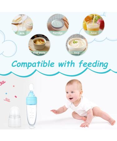 Silicone Baby Food Donor Spoon - Squeeze Feeder for Infants & Toddlers | Blue Baby Spoon Bottle - Buy Online on GoSupps.com