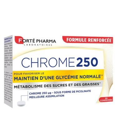 Fort Pharma - Chrome 250 - Compl ment alimentaire Minceur maintien d'une glyc mie normale - Picolinate de chrome Fringales Anti grignotage Contr le de l'app tit - 30 comprim s 2/jour Blanc 9 unit (Lot de 1)
