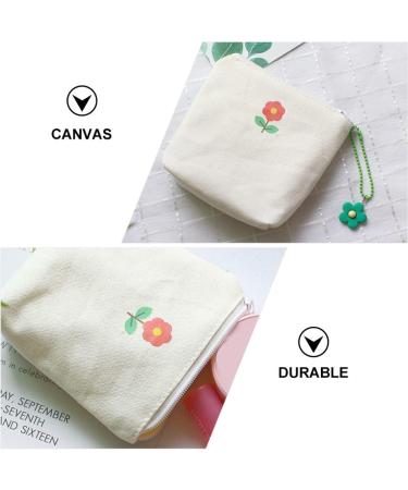 Canvas Zipper Pouch for Women - White Tie Earphone Lipstick Holder Bag - Buy Online on GoSupps.com