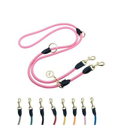 Hundeleine 3M Velvetier adjustable for large and medium -sized dogs |Paracord F hrleine |Nylon double linen with 2 carabiners (neon pink 3 m x 1.1cm) 3 m x 1.1cm neon pink