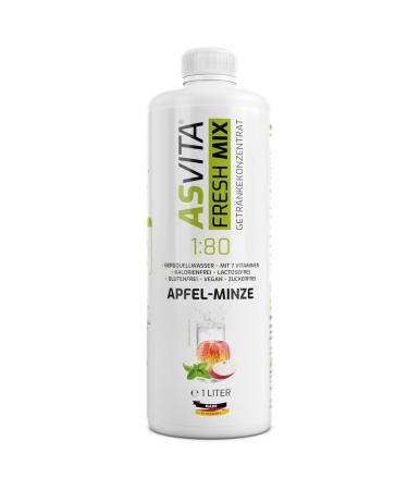 ASVITA Fresh Mix Beverage Concentrate 1:80 - 1L Bottle with Dosing Pump - Sugar-Free Drink Syrup in 26 Flavors (Apple Mint) - International Shipping Available - Buy Online on GoSupps.com