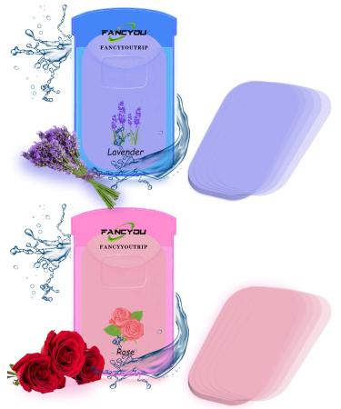 Fancyou Paper Soap Sheets (300 Sheets) Lavender + Rose Scented,Soap Confetti,Travel Size Soap,Mini Disposable Skin Friendly for Outdoor,Home,Camping(Lavender Rose) Lavender 150pcs + Rose 150pcs 300 Count (Pack of 1)