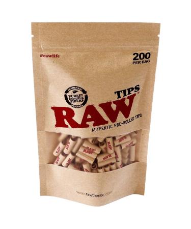 RAW Authentic Pre-Rolled Tips 200 Tips per Bag 3 Bags (600 Tips)