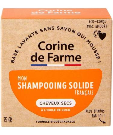Corine de Farme - Eco Pack of 12 x 75gr - My French Solid Shampoo for Dry Hair - Coconut Oil - Nourishes Hydrates and Shines - Vegan Clean Beauty - Buy Online on GoSupps.com