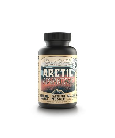 Earth Fed Muscle Arctic Advantage Krill Oil 500mg softgels Omega-3 DHA & EPA for Heart Brain Eye & Joint Health Support No Fishy Aftertaste Non-GMO Gluten-Free Antartic Krill Oil - 60 Capsules