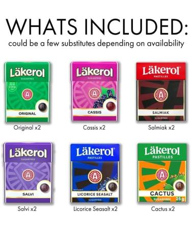 Lakerol L kerol Sugarfree Pastilles 6-Flavor Variety: Two 0.8 oz packages each in a SOPOSOPO Box (Total of 12 items) S P S P Box - Buy Online on GoSupps.com
