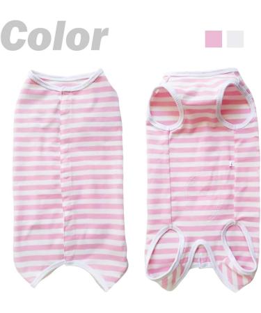 Dogs Recovery Suit Post Surgery Shirt | Wound Protective Clothes for Little Animals - Pink White Stripe (Size: Medium) - Buy Online on GoSupps.com