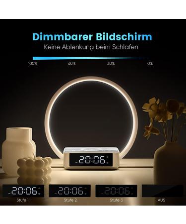 Wilit LED Bedside Lamp with 10W Wireless Charger | Touch Dimmable Light Alarm Clock | 3 Brightness Levels | Gray Night Light for Bedrooms - Buy Online on GoSupps.com