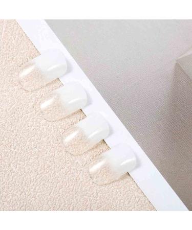 Bomine Ombre White Press on Fake Nails - 24Pcs Short Square Glossy Acrylic Full Cover Tips for Women and Girls - Buy Online on GoSupps.com