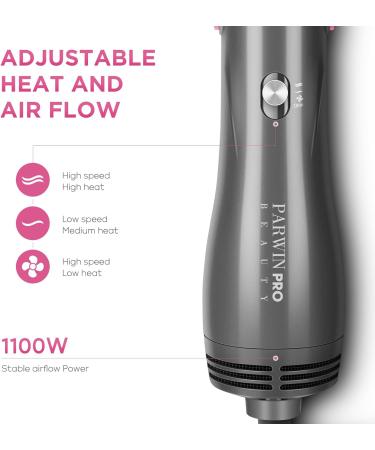 PARWIN PRO BEAUTY 4 in 1 Hair Dryer Brush Set - Hot Air Styler with 4 Attachments for Hair Styling, Ionic Care, Frizz-Free Finish - 1000 Watts (Gray) - Buy Online on GoSupps.com