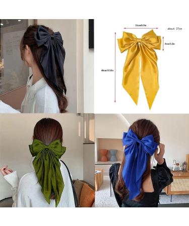 Hair Clips Spring Satin Girls Bow Hair Band Trendy Ribbon Hairpin Temperament Ribbon Bow Ladies Headwear Hair Accessories Blue Hair Clips (Size : Houndstooth-1) - Buy Online on GoSupps.com