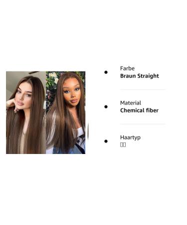 Atayou Long Brown Lace Front Wig for Women - Natural Straight Synthetic Dark Brown Hair Wig - 12x3 Inch Middle Part - Buy Online on GoSupps.com