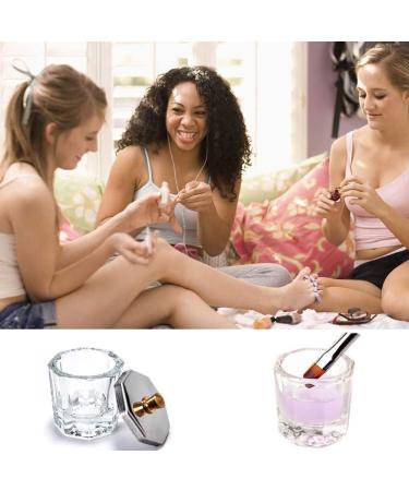 5 Pieces Nail Art Glass Crystal Cup Set with Lid - Ideal for Nail Studios Schools & Manicures | Nail Powder Shell & Dappen Dish - Buy Online on GoSupps.com