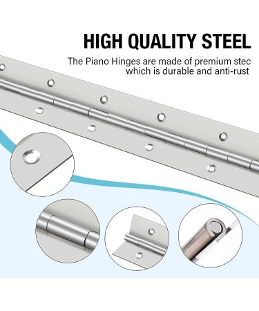 12 Inch Heavy Duty Stainless Steel Piano Hinge with Screws - Smooth Polished Folding Marine Hinge - Buy Online on GoSupps.com