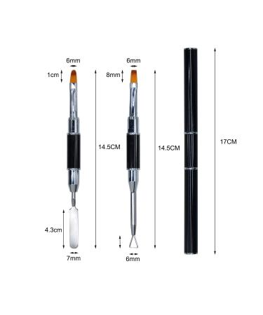 Kalolary Dual-Ended Poly Gel Brush Set - 2PC Acrylic UV Gel Nail Brush for Nail Extensions (Black) - Best for Professional & DIY Use - Buy Online on GoSupps.com