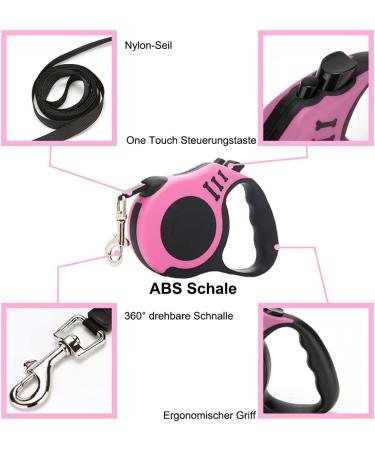 Retractable Dog Leash - 3m Extendable Pink Leash for Small Medium & Large Dogs | Durable & Stylish - Buy Online on GoSupps.com