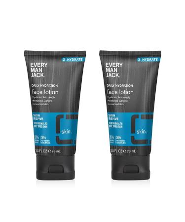 Every Man Jack Daily Hydration Face Lotion for Men - Hyaluronic Acid, Caffeine, Green Tea - 2.5 oz Twin Pack - Buy Online on GoSupps.com
