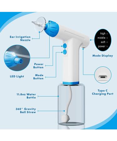 Qisxrovy Electric Ear Wax Removal Kit - Rechargeable & Safe Ear Cleaning System with 3 Pressure Modes for Adults - Blue - Buy Online on GoSupps.com