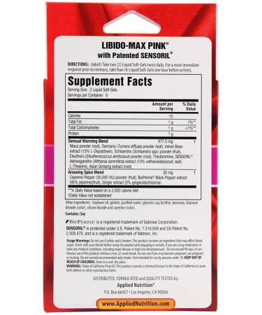 appliednutrition Libido-Max Pink For Women 16 Fast-Acting Liquid Soft-Gels - Buy Online on GoSupps.com
