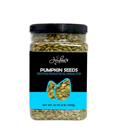 Pumpkin Seeds Pepitas Roasted Unsalted - 32 oz Reusable Container | Similar to Organic Pumpkin Seed - Healthy Snack | Vegan, Keto Diet Friendly | Hand-Picked | Kosher Certified | 100% Natural | Great for Daily Use, Baking,