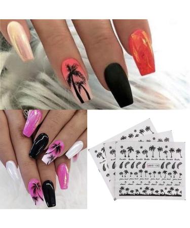 Tropical Palm Tree Nail Stickers - 10pcs Water Transfer Decals for Summer Beach Nails - Holographic Plant Design - DIY Nail Art Decoration - Buy Online on GoSupps.com