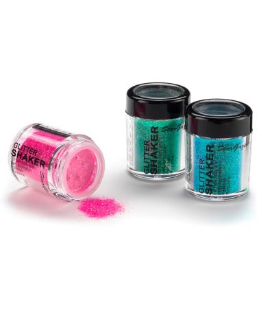 Stargazer UV Glitter Shaker Yellow. Cosmetic glitter powder for use on the eyes lips face body hair and nails. UV Yellow - Buy Online on GoSupps.com