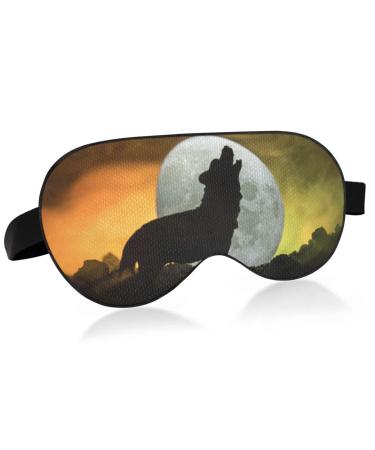 Unisex Sleep Eye Mask Howling-Wolf-Full-Moon Night Sleeping Mask Comfortable Eye Sleep Shade Cover