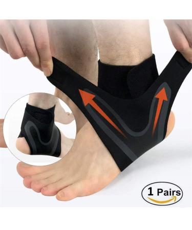 Adjustable Ankle Support Brace - Compression Wrap for Sprains Arthritis & Injury Recovery | Pain Relief Foot Sleeve - XL Black - Buy Online on GoSupps.com