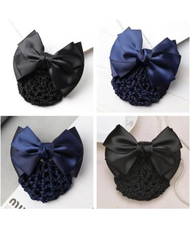 2 PCS Bowknot Hair Net Professional Bowknot Hair Clip Bow Barrette Bun Cover Bun Net for Women Girls - Buy Online on GoSupps.com