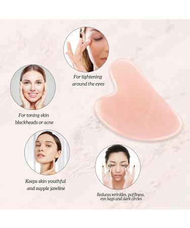 XYZBSTAR Gua Sha Facial Tools Set - Rose Quartz & Jade Stone Scraping Tool for Face, Neck, Eyes, and Body - Pack of 3 (Pink) - Buy Online on GoSupps.com