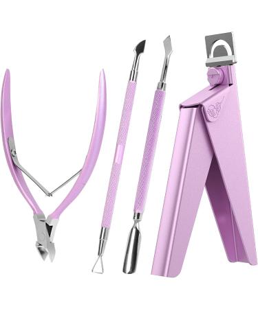 Melodysusie nail -knobs Geln gel 4 in 1 nail clipper for artificial nails Tip cutter nail shaft cutter Nail skin remover acrylic nails manicure pedicure fingernails wrong nails pink 4 in 1 professional set