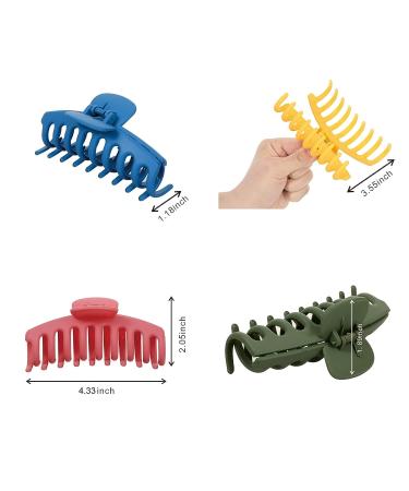MINYOO 12 Colors Large Hair Claw Clips for Women - 4.33 Inch Matte Clips for Long Thick Hair - Women's Gift - Yellow Orange Blue Navy White Green - 11x4.5x2.16 Inch - Buy Online on GoSupps.com