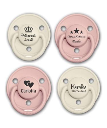 Pacifier double pack 2 pieces with engraving personalized your text Bibs de Lux made of silicone white and pink personalize
