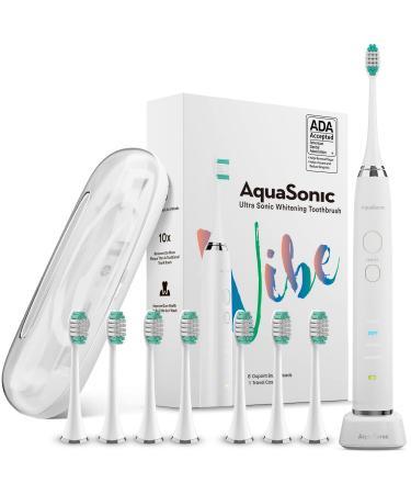 AquaSonic Vibe Series Ultra Whitening Toothbrush - 8 Brush Heads & Travel Case - Ultra Sonic Motor & Wireless Charging