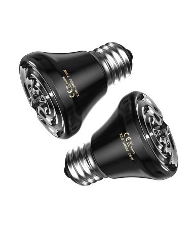 Luxvista E27 Ceramic Heat Lamp Terrarium Reptile Heat Lamp 75W Ceramic Infrared Heat Emitter Heat Bulb Black Infrared Heat Bulb for Snakes Lizard Tortoise Reptiles (2-Pack)