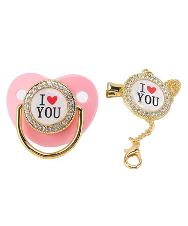 Stylish Pink Baby Pacifier with Chain Clip | Bling Infant Dummy for Newborns (6-18 Months) - Buy Online on GoSupps.com
